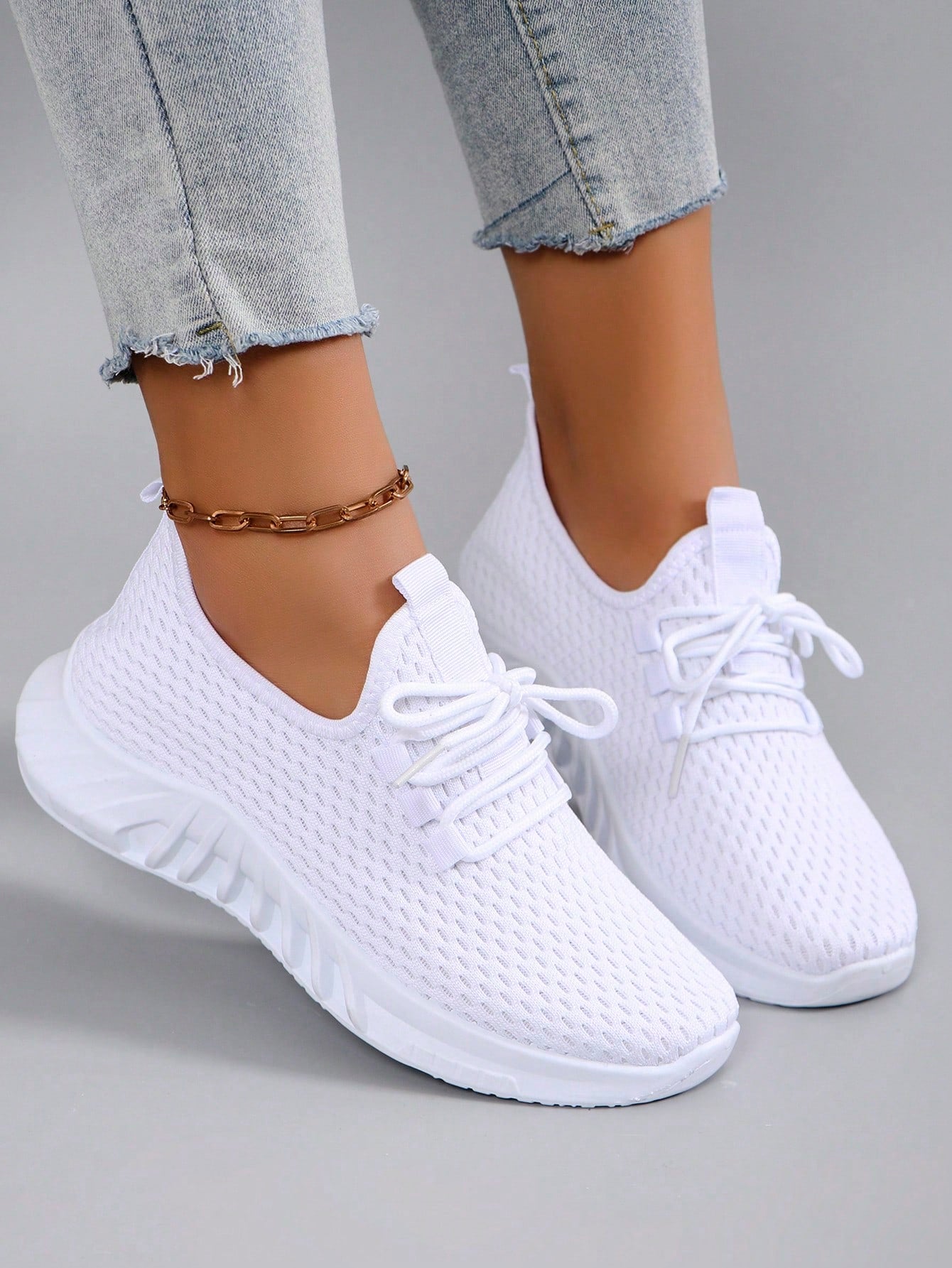 Damen atmungsaktive und bequeme Slip-On Sneakers, leicht, einfarbig/rosa/helle Farbe, rutschfest und abriebfest