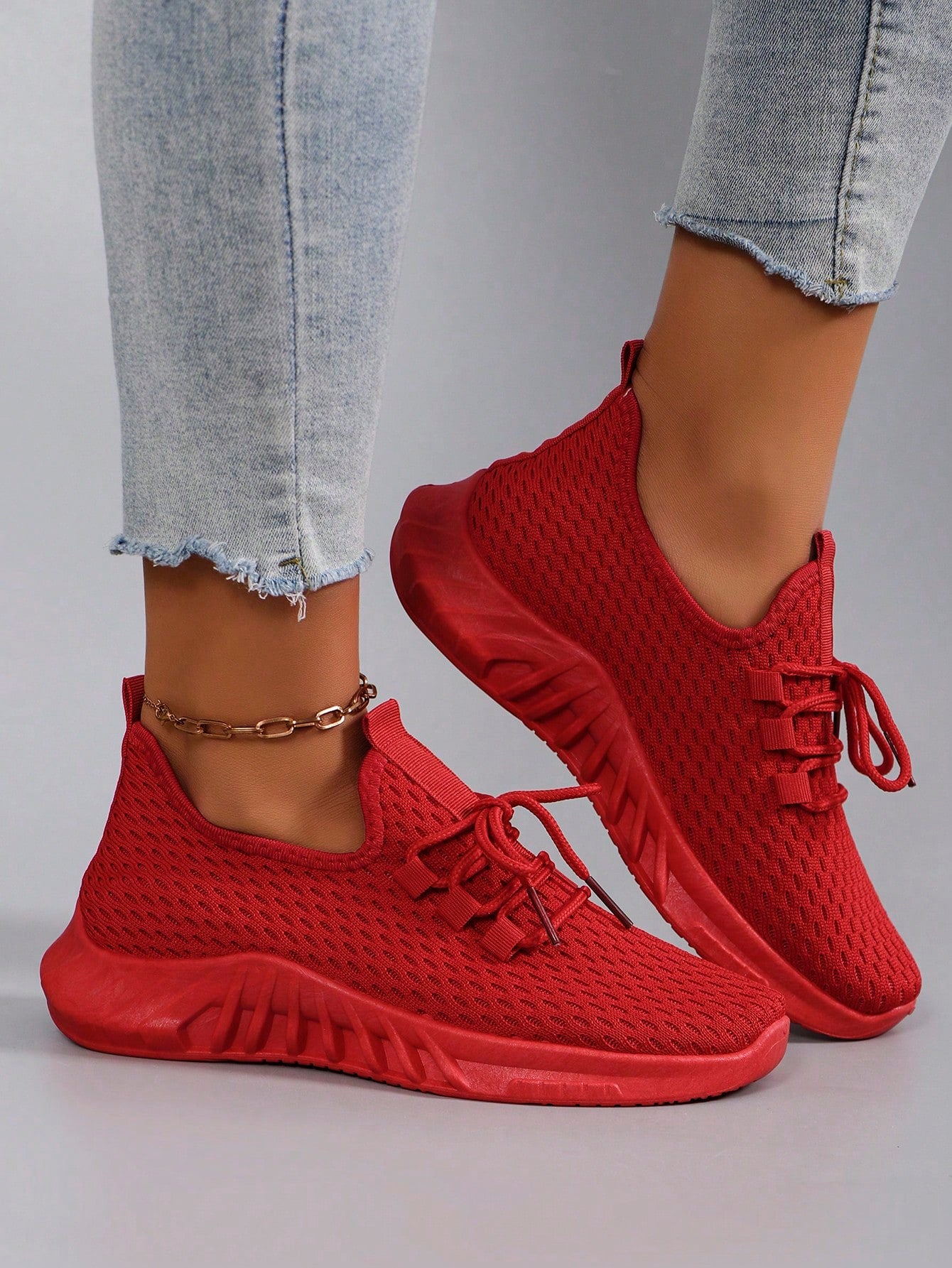 Damen atmungsaktive und bequeme Slip-On Sneakers, leicht, einfarbig/rosa/helle Farbe, rutschfest und abriebfest