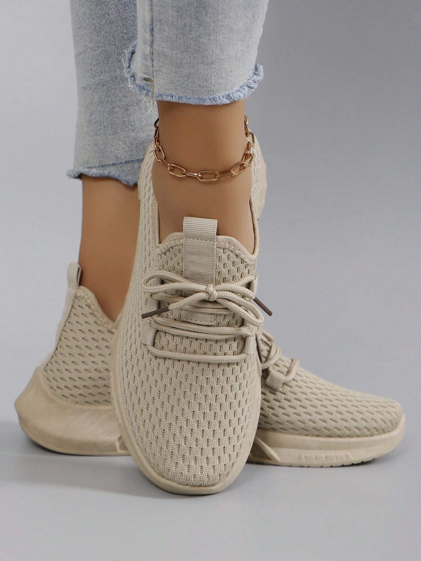 Damen atmungsaktive und bequeme Slip-On Sneakers, leicht, einfarbig/rosa/helle Farbe, rutschfest und abriebfest