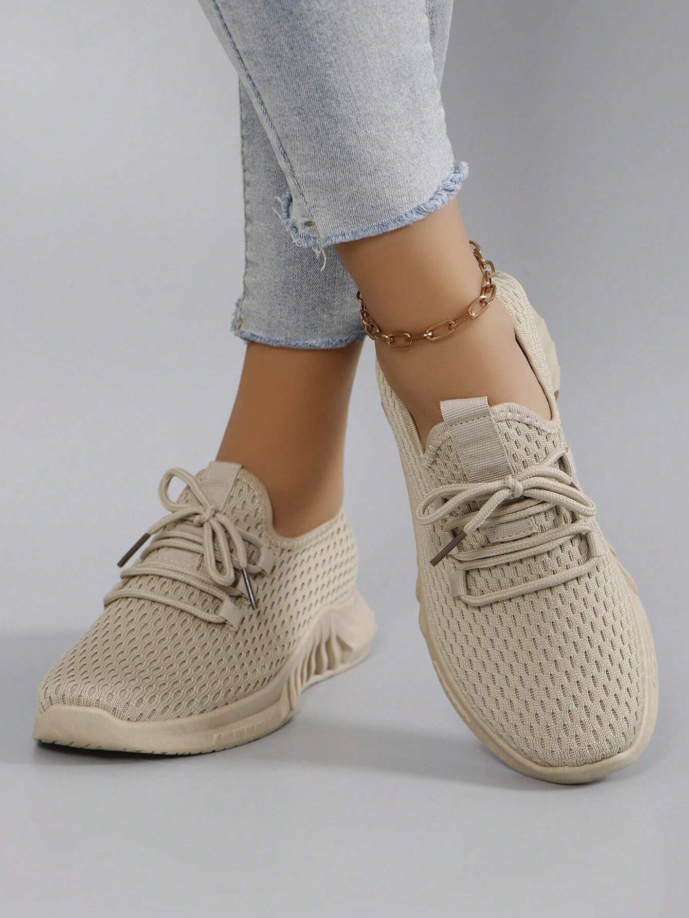 Damen atmungsaktive und bequeme Slip-On Sneakers, leicht, einfarbig/rosa/helle Farbe, rutschfest und abriebfest